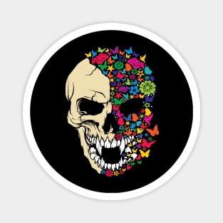 VAMPIRE SKULL COLORED WITH BUTTERFLYS AND FLOWERS Magnet